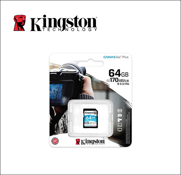 Kingston Canvas Go! Plus Flash memory card - 64 GB - Video Class V30 / UHS-I U3 / Class10 - SDXC UHS-I 
