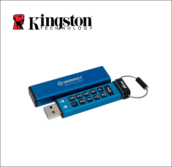 Kingston IronKey Keypad 200 USB flash drive - encrypted - 8 GB - USB 3.2 Gen 1 