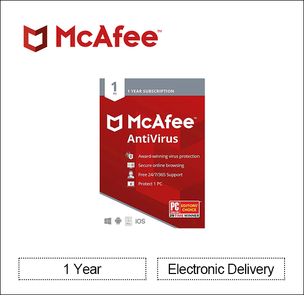 McAfee Antivirus (1 Device) (1-Year Subscription) PC/Mac - Download 