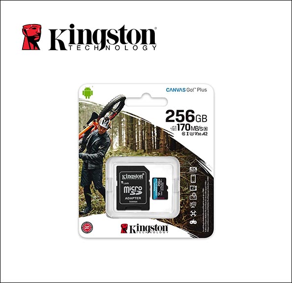 Kingston Flash memory card (microSDXC to SD adapter included) - 256 GB - A2 / Video Class V30 / UHS-I U3 / Class10 - microSDXC UHS-I 
