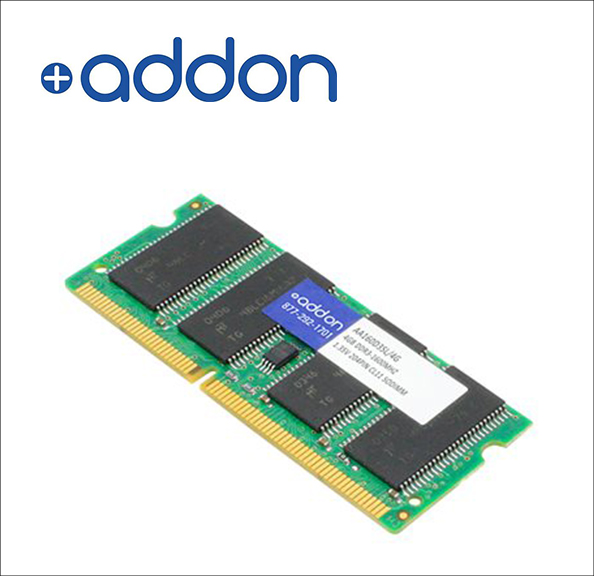 AddOn 4GB DDR2-800MHz SODIMM for Dell A1837303 DDR2 - module - 4 GB - SO-DIMM 200-pin - 800 MHz / PC2-6400 - CL6 - 1.8 V - unbuffered - non-ECC - for Dell Latitude E6400, E6400 ATG, E6400 XFR 