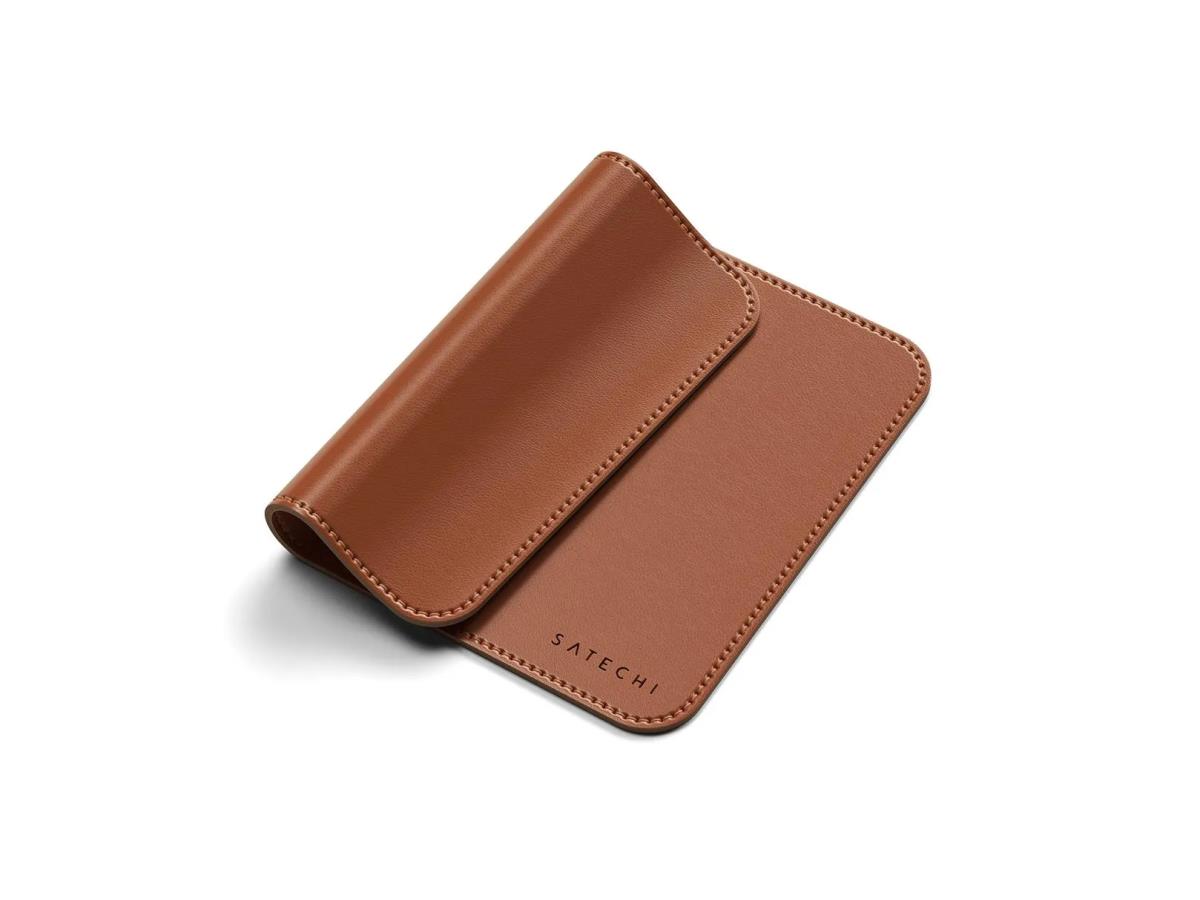 SATECHI Mouse Pad (Brown) - Eco-Friendly Elegance - Effortless Gliding - Vegan Leather - Durable and Water-Resistant - Easy Clean-Up 