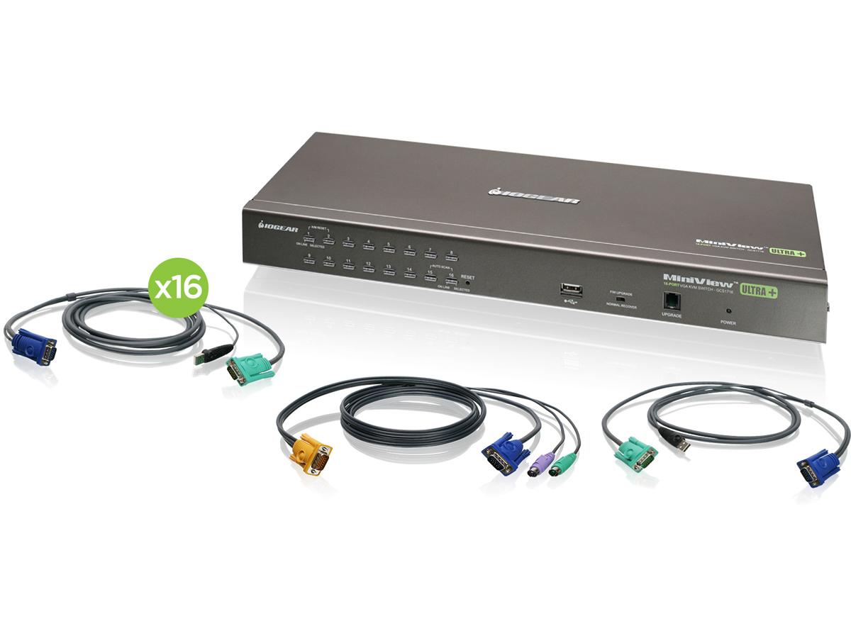 IOGEAR 16 Port KVM Switch wth USB Cables (TAA) 