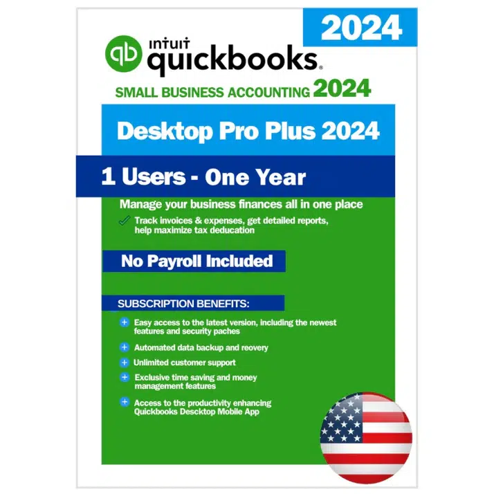 QuickBooks Desktop Pro Plus 2024 – 1 Year Subscription – USA Version (1 Users)